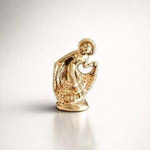 Miniature Vintage Gold Porcelain Figurine Dutch Lady Dancer